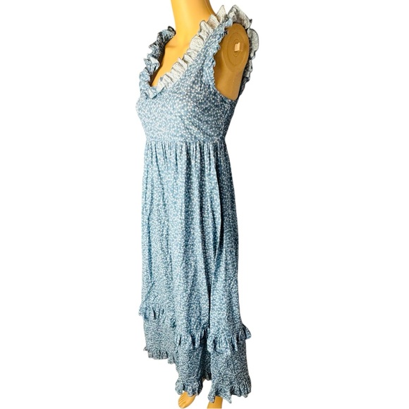 HATCH Blue Cotton Calico Floral Sleeveless Maternity boho Dress size 0 - Picture 4 of 9